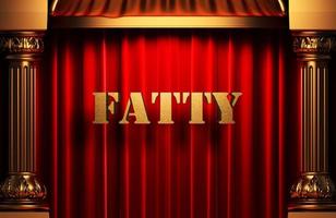 fatty golden word on red curtain photo