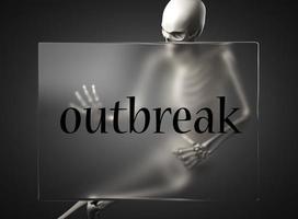 outbreak word on glass and skeleton photo