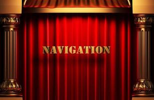 navigation golden word on red curtain photo
