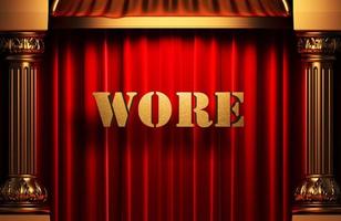 wore golden word on red curtain photo