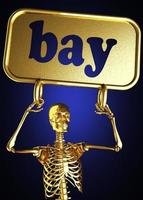 bay word and golden skeleton photo