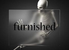 furnished word on glass and skeleton photo