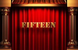 fifteen golden word on red curtain photo