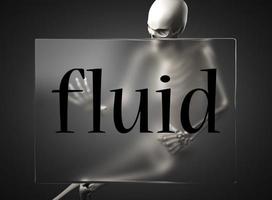 fluid word on glass and skeleton photo