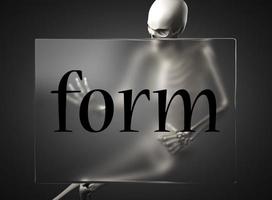 form word on glass and skeleton photo