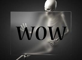 wow word on glass and skeleton photo