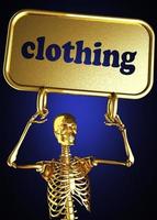 palabra de ropa y esqueleto dorado foto