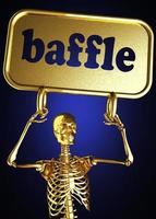 baffle word and golden skeleton photo