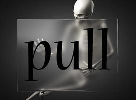 pull word on glass and skeleton photo
