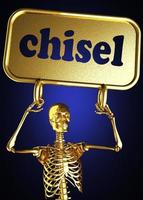 chisel word and golden skeleton photo