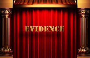 evidence golden word on red curtain photo