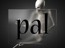 pal word on glass and skeleton photo