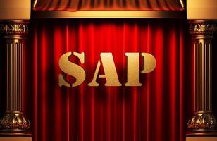 sap golden word on red curtain photo