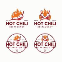 concepto de diseño de logotipo de chile caliente. símbolo del logotipo de chile fuego. ilustración de comida de especias vector