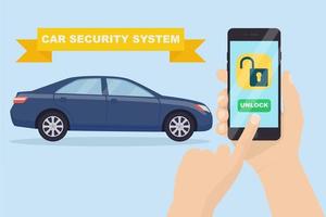 Protección inteligente de la llave del coche a distancia. sistema de alarma de seguridad móvil inalámbrico para automóviles con control remoto en el teléfono inteligente