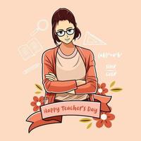 Happy teacher's day with smile vector illustration free download