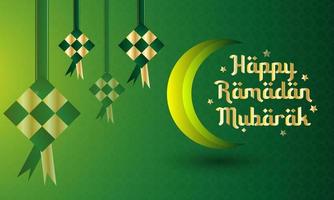 Eid al-Fitr background with yellow green elements and colors vector