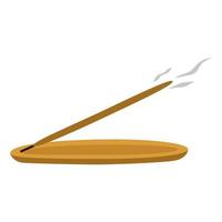 Smoking incense stick on a stand. Incense for the practice of meditation, relaxation, space purification and relaxation. Vector illustration.