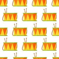 Vector illustration of a reel pattern. Infinite pattern of isolated yellow and red drums.