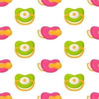 Vector illustration of the pacifier pattern. Baby pacifier seamless background pattern.