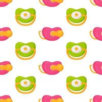 Vector illustration of the pacifier pattern. Baby pacifier seamless background pattern.