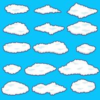 Clouds soaring in the air in various forms Vector illustrations