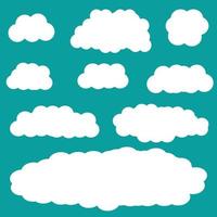 Set of different clouds on tosca background. Free Vector