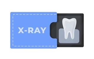 ilustración vectorial de dientes de rayos x. aislado en un fondo blanco Diente de rayos x en cartón de rayos x. vector