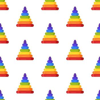 Vector illustration of a pattern of children's rainbow pyramids. Design element for printing posters