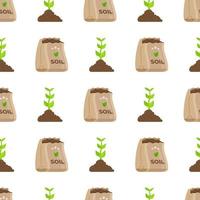 Vector illustration of soil pattern. Small sprouts. Seamless pattern.