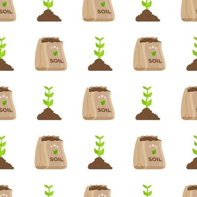 Vector illustration of soil pattern. Small sprouts. Seamless pattern.