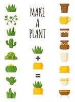 Vector illustration of make a plant. Botany hand-drawn illustrations for postcards