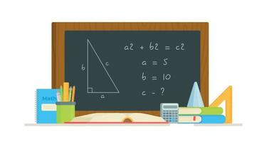 Vector illustration of solving a problem near the board.