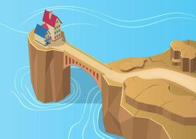 isometric house on a hill vector