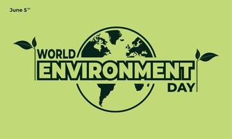 World Environment Day, Green Vector Design, Vector Illustration And Text