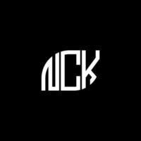 . concepto de logotipo de letra de iniciales creativas nck. Diseño de letras nck. Diseño de logotipo de letras nck sobre fondo negro. concepto de logotipo de letra de iniciales creativas nck. diseño de letras nck. vector