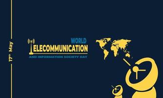 día mundial de las telecomunicaciones y la sociedad de la información, ilustración de fondo vectorial y texto. vector