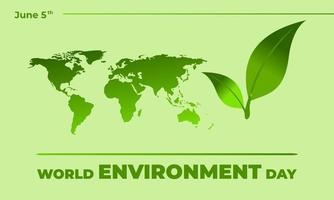 World Environment Day, Green Vector Design, Vector Illustration And Text