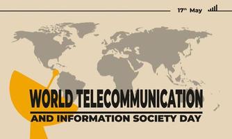 día mundial de las telecomunicaciones y la sociedad de la información, ilustración de fondo vectorial y texto. vector