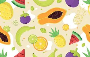 Seamless Tropical Fresh Fruits Background vector