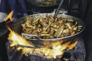 cooking tengkleng kambing or goat tengkleng is a kind of soup with the main ingredient of goat bones. photo