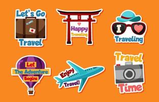Set of Traveling Journaling Stickers vector