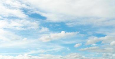 White fluffy clouds on blue sky. Soft touch feeling like cotton. White puffy cloudscape. Beauty in nature. Close-up white clouds texture background. Sky on sunny day. Summer sky with fresh air. photo