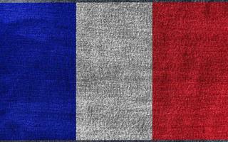 la bandera nacional de francia en textura de tela de mezclilla. foto