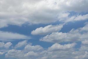 White fluffy clouds with blue sky on sunny day, beautiful summer cloudy sky background. photo