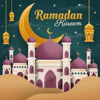 Concept of Ramadan Kareem Mosque Paper Cut vector