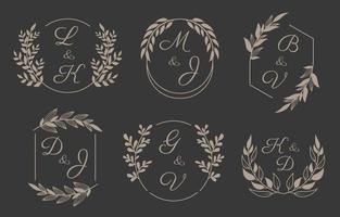 conjunto de monograma de boda vector