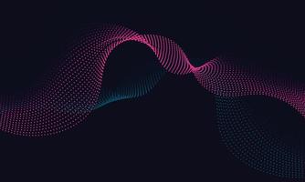 Abstract pink and blue particles dots wave line on dark blue background. vector