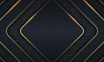 Abstract luxury dark rounded rectangles with golden lines background. vector