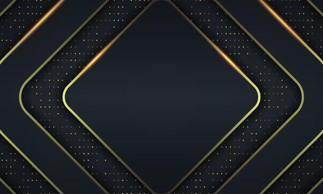 Abstract luxury dark rounded rectangles with golden lines background.